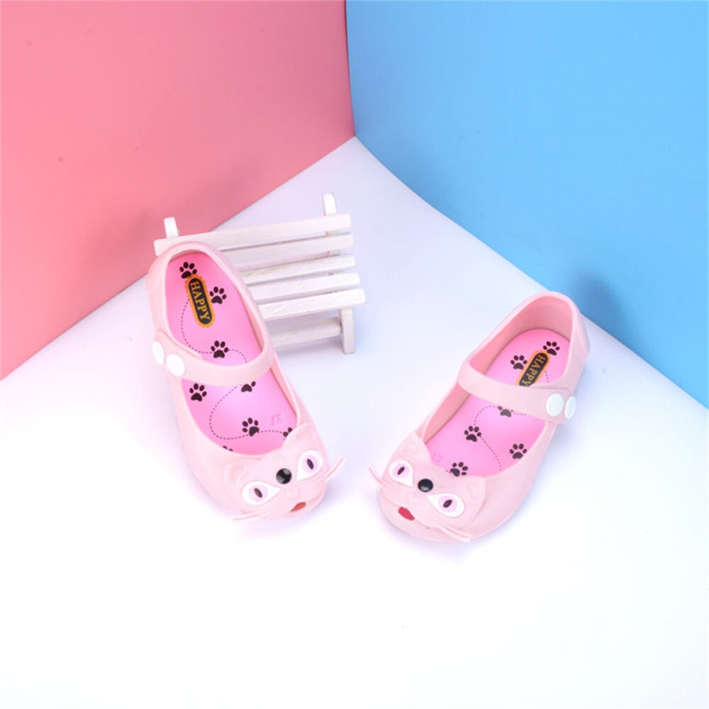 lykkelig logo søt 3 farger katter jente sko låve gelé sandaler baby sommer pvc jenter sandaler smålåve strandsko  sh057