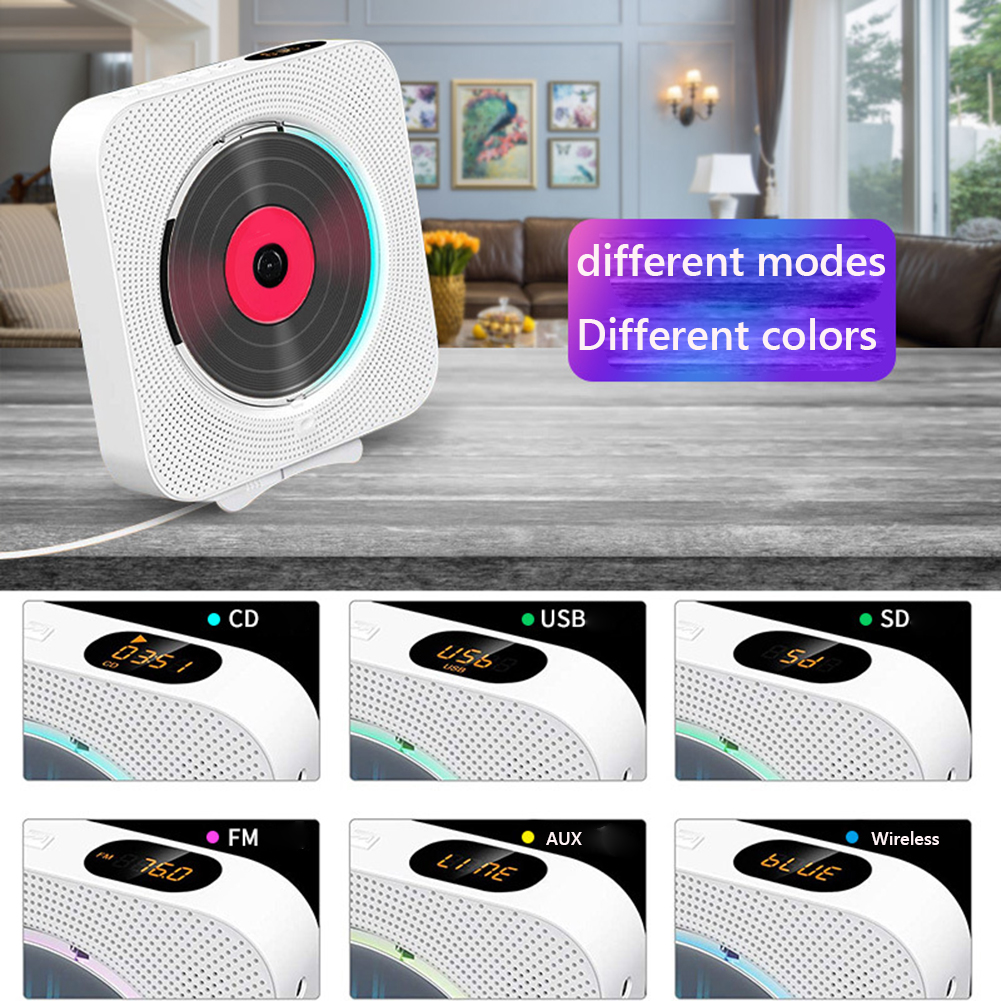 Wand Montiert CD Player Surround Sound FM Radio Bluetooth USB MP3 Disk Tragbare CD Musik Player Fernbedienung Stereo Lautsprecher