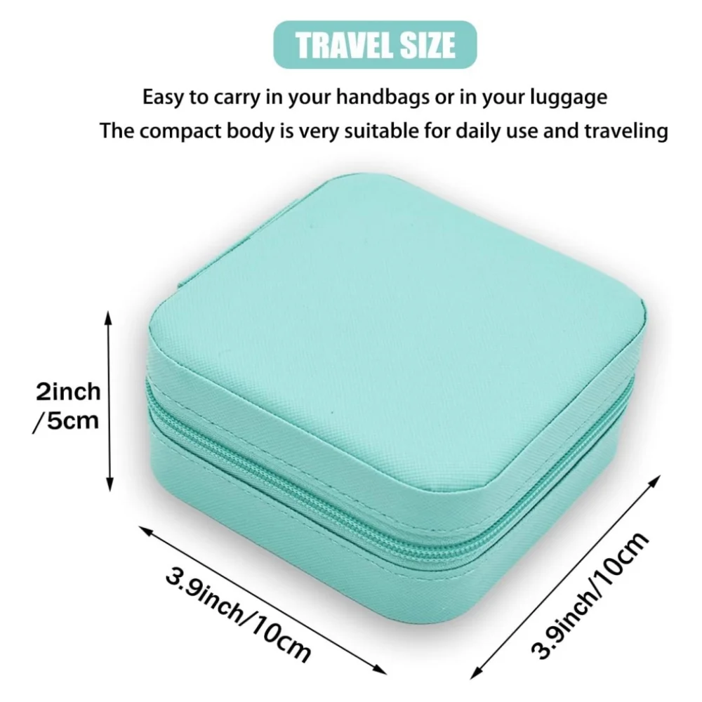 Boîte à bijoux carrée, boîte de rangement de bijoux portable, boîte de rangement portable pour bagues, boucles d'oreilles, colliers (plusieurs couleurs)