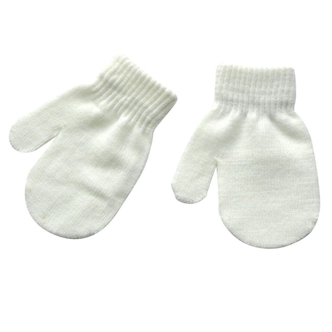 Kleinkind Baby Jungen Mädchen Warme Feste Strick Handschuhe freundlicher Junge Mädchen Winter lässig Handschuhe Baby Spielen Schnee Handschuhe Für 1-4Jahre Baby: weiß