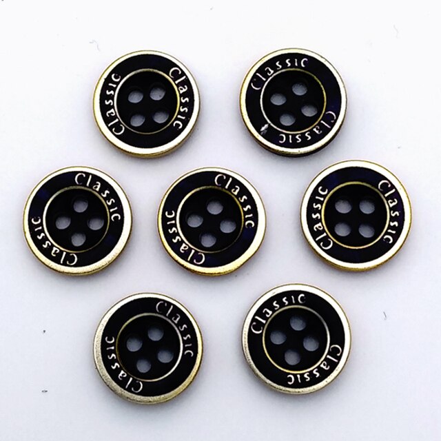 HL-Botones de camisa para hombre y mujer, botones galvanizados de resina con borde dorado, 4 agujeros, accesorios de costura para ropa DIY, 11,5mm, 50 piezas: 09