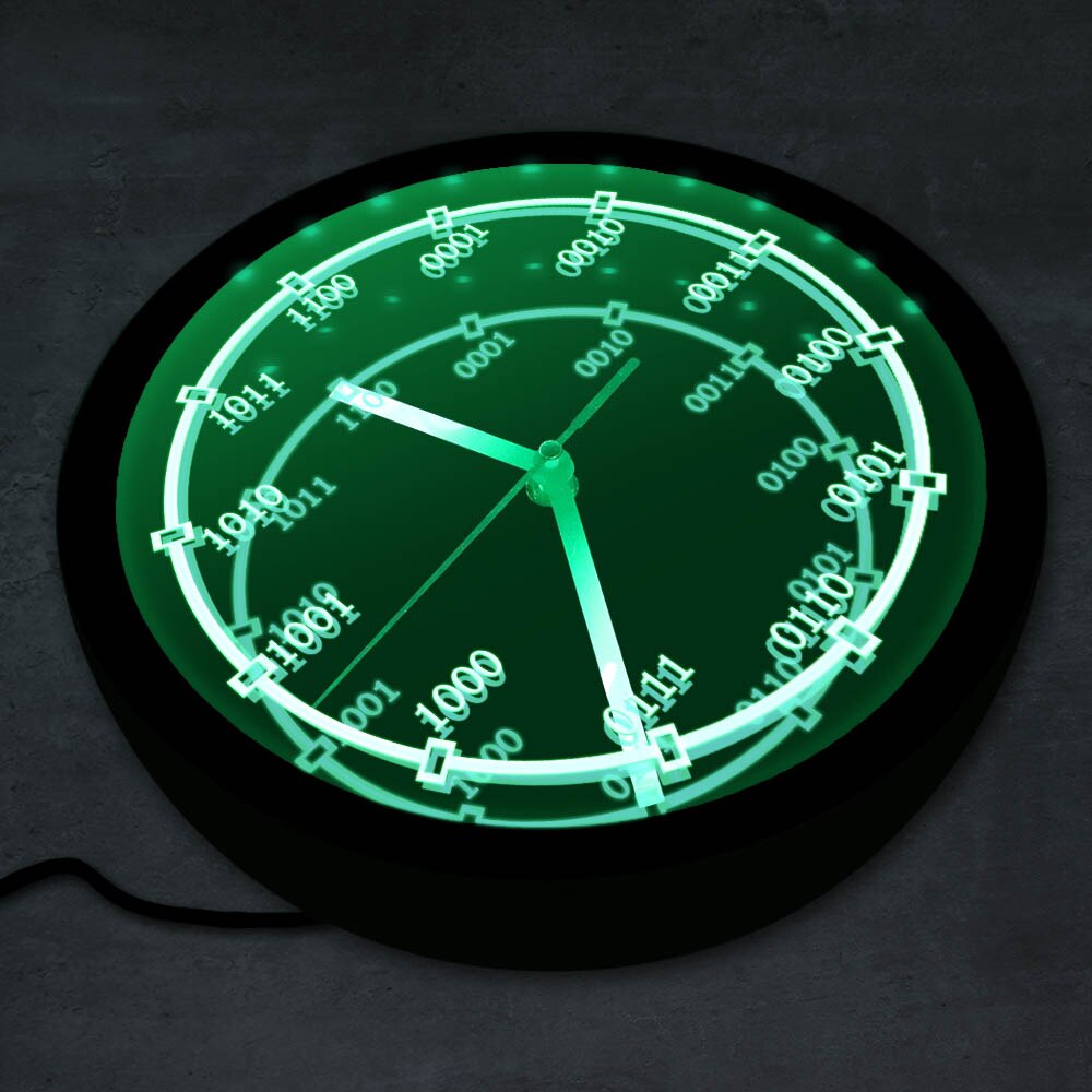 Reloj de pared decorativo de código binario para profesores, pulsera de pared con luz LED de fondo, señal de neón, LED, números de matemáticas, Equation, educativos