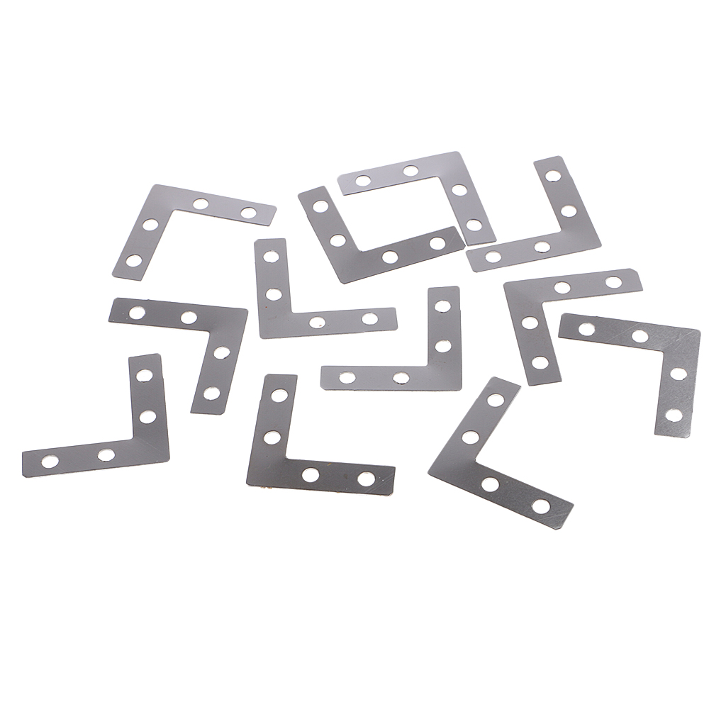 100x Metal L Shape Corner Brace Plate Flat Angle Bracket Picture Frame Brace