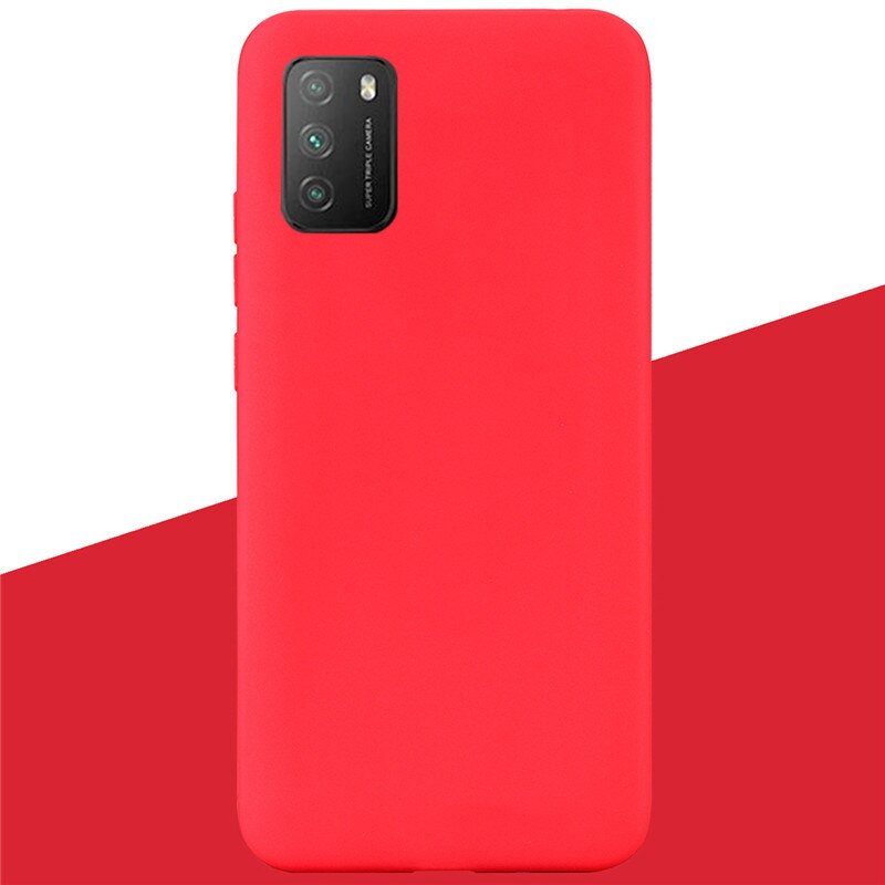 For POCO M3 Case Soft Silicone Tpu Case For Xiaomi Poco M3 Case Protective Silicone Case For POCO M3 M 3 Fundas Coque Shell Capa: 3 Red