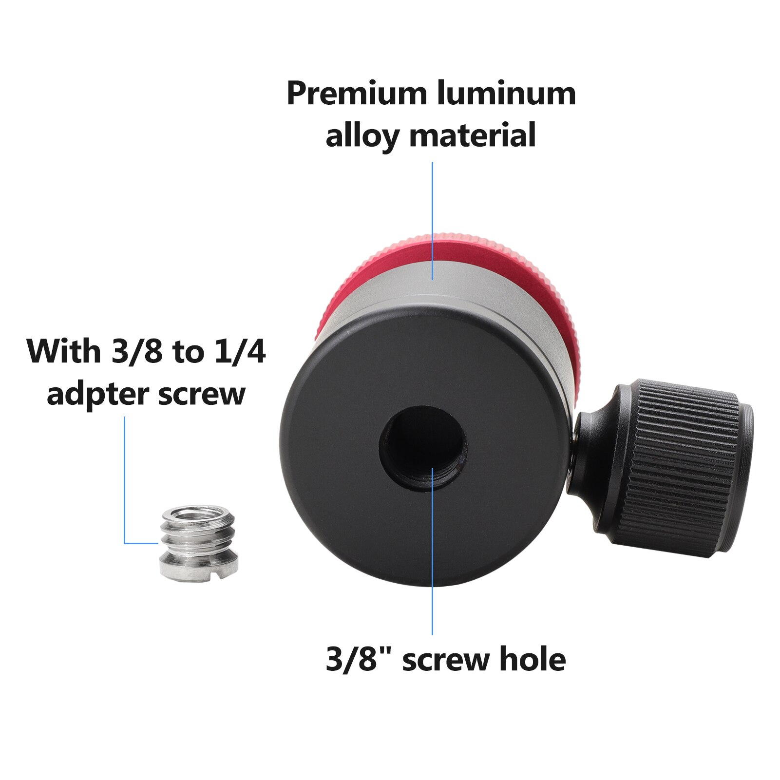Aluminiumlegering Bal Hoofd Draaibaar Balhoofd Vervanging Met 3/8 Inch Schroef Gat 1/4 Inch Adapter Schroef Camera Fotografie Licht