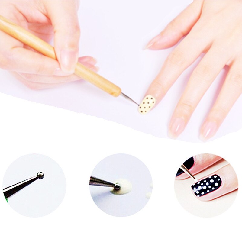 Tanduzi 5 pièces stylet à bille pâte polymère poterie céramique sculpture outils de modélisation manche en bois outils en argile pointe d'ongle stylos de forage