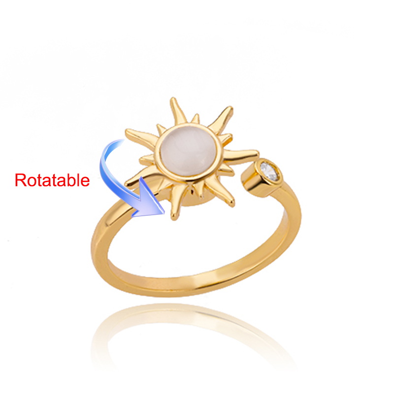 Four Clover Rotating Anxiety Rings for Women Gold Color Adjustable Stainless Steel Wedding Ring Aesthetic Jewelry anillos: Gold