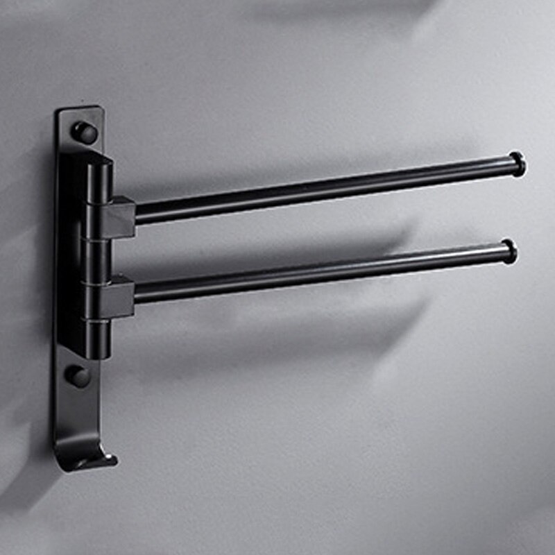 Bathroom Swivel Towel Bar with Hooks, Wall Mounted Swivel Arm