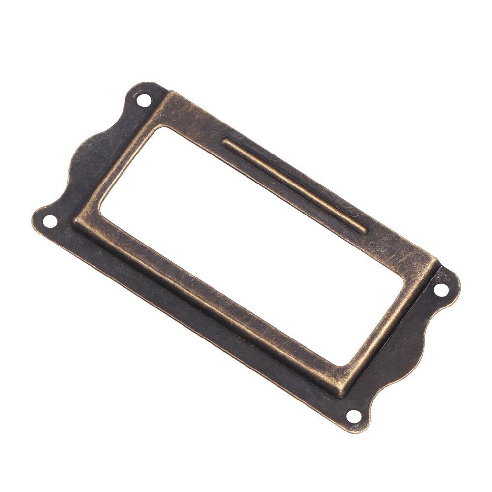 10pcs Antique Brass Handle Label Pull Frame Name Card Holder Cabinet Drawer Box Case Knob For Furniture Hardware