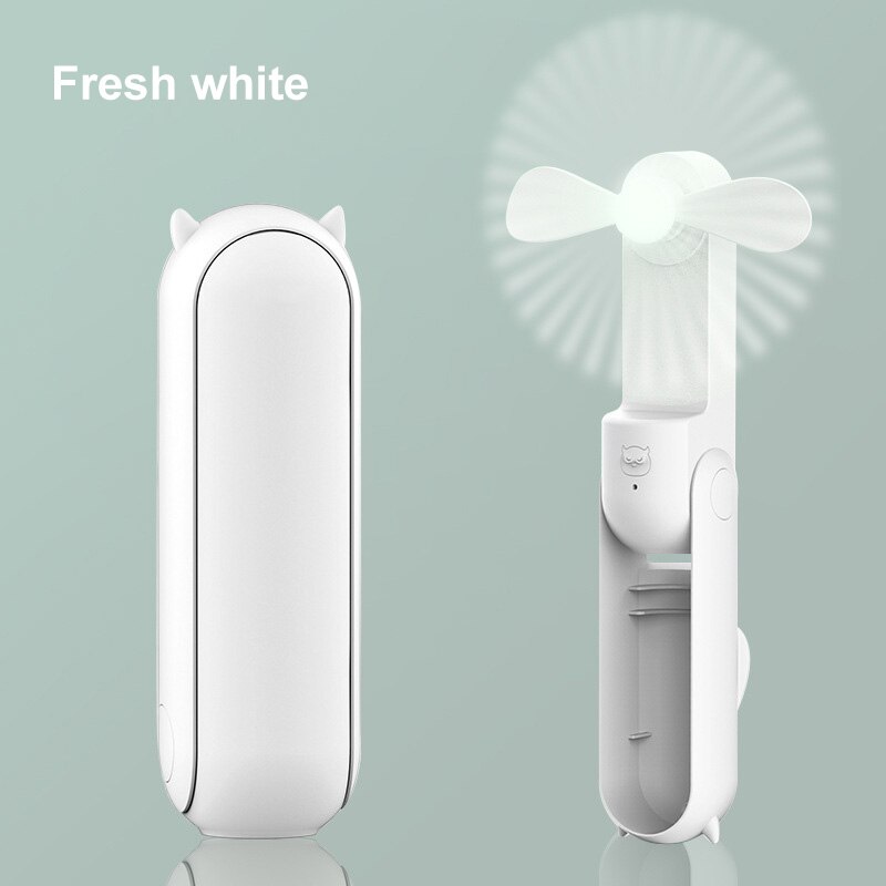Mini Portable USB Small Fan Charging Hand Folding Handheld Office Student Small Fan Summer Heat Relief Accessories: white