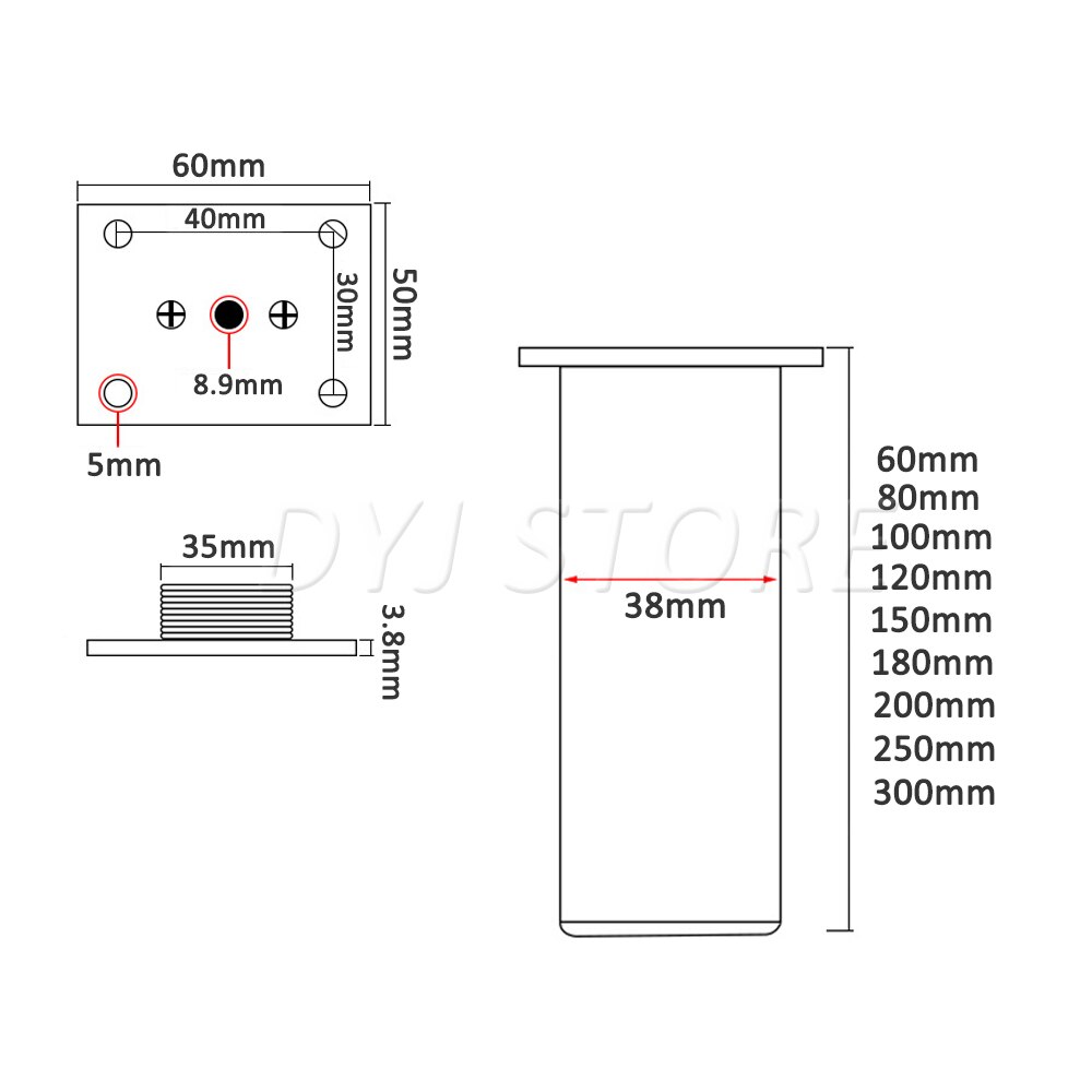 Pieds de meubles modernes en aluminium, 80-300mm, 2/4 pièces, réglables, couleur or, pour canapé, meuble TV, commode, lits