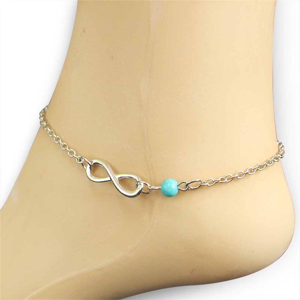 Bracelets de cheville en perles pour femmes, chaîne de cheville, style bohémien, bleu, été, pieds nus sur les jambes, sandales, coquillage sable, plage, pour filles: 80147