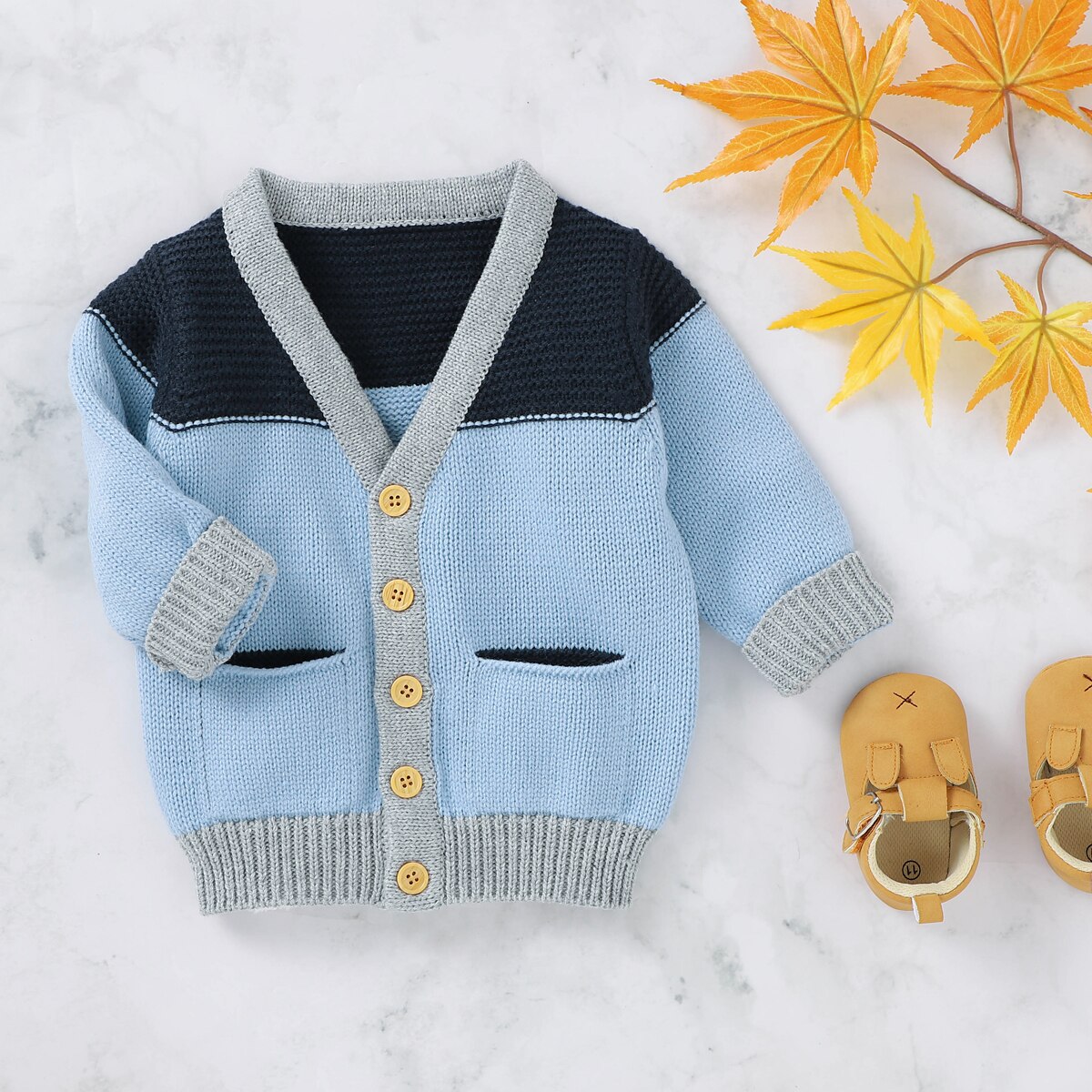Babykleding 0-18m winter baby meisjes jongens trui outfits patchwork lange mouwen enkelrijs breien jas kinderen