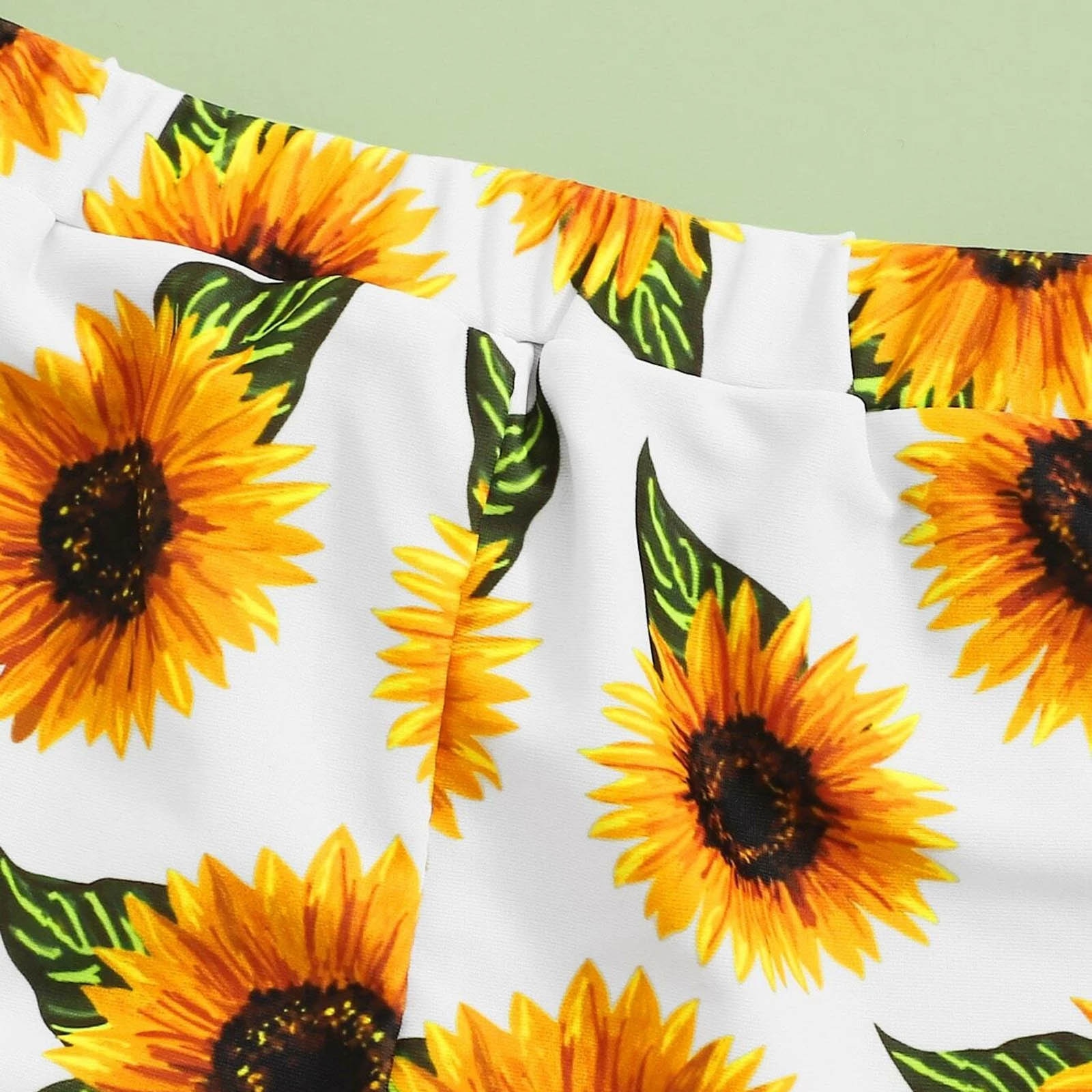 Sunflower Print Kids Swimwear For Girls Summer Cute Crisscross Sunflower Floral Print Three-piece Swimsuit Girls Bathing Suit