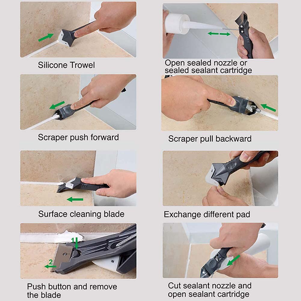 10pcs Joint Filler Smoothing Spatula Sealant Remover Caulk Finisher Scraper Grout Kit Glass Rubber Decoration Caulking Hand Tool