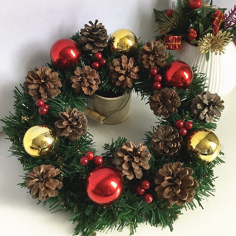 Christmas Wreath Artificial Green Leaf Wreath Front Door Boxwood Wreath Wall Wall Party Decoration