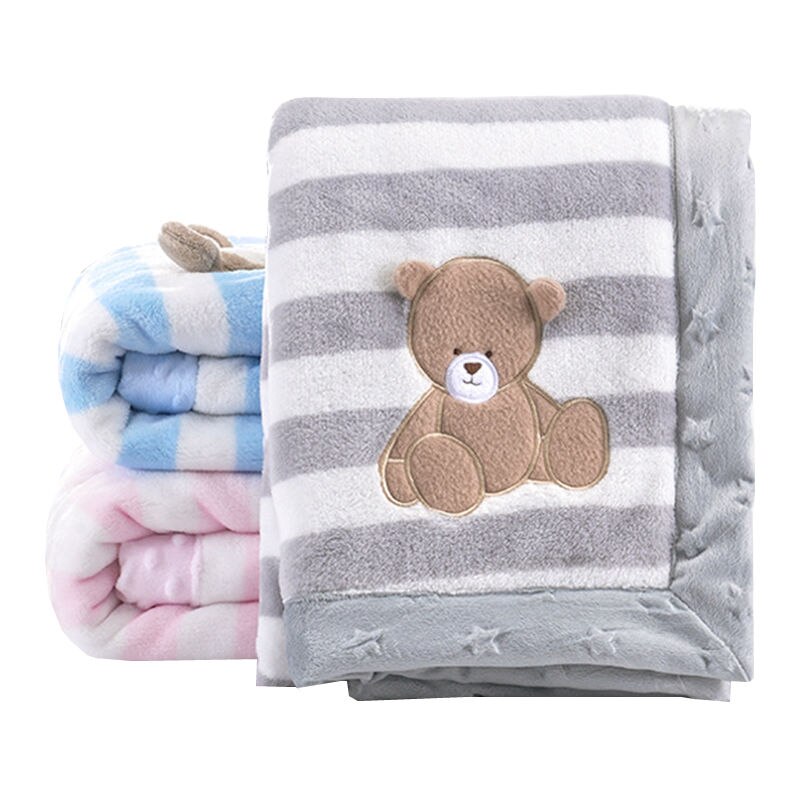 Baby Deken Pasgeboren Beddengoed Deken Leuke Cartoon Coral Fleece Baby Inbakeren Super Zachte Baby Wrap Infant Kids Deken 75*100Cm