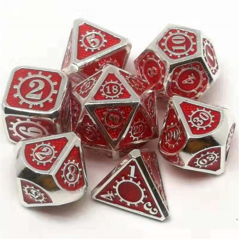 Metal Dice 7 Stks/set Rpg Dobbelstenen D & D Bordspel Speelgoed D4 D6 D8 D10 D12 D20 Magic props Polyhedrale Dobbelstenen: F