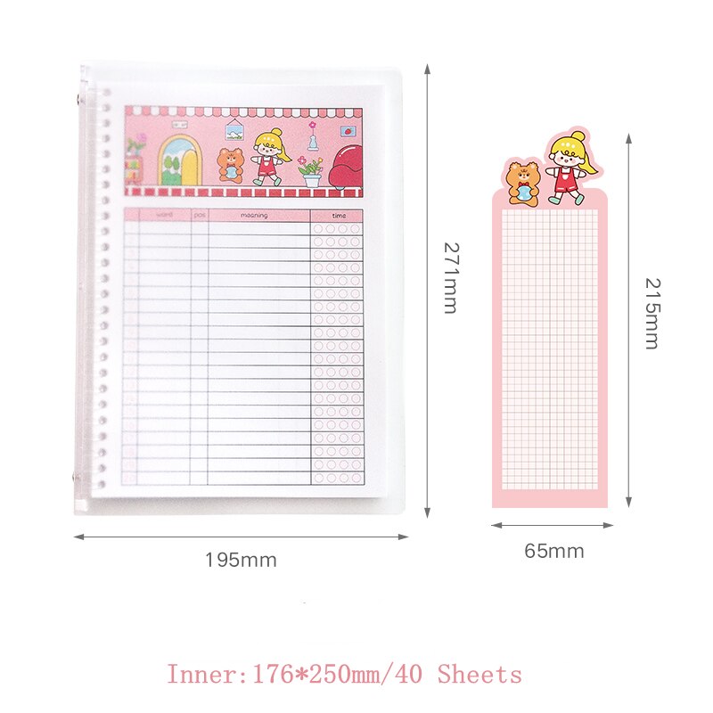 Yisuremia Kawaii B5 Losbladige Hervulbare Woordenschat Woord Boek Engels Geheugen Studie Notebook School Briefpapier: pink