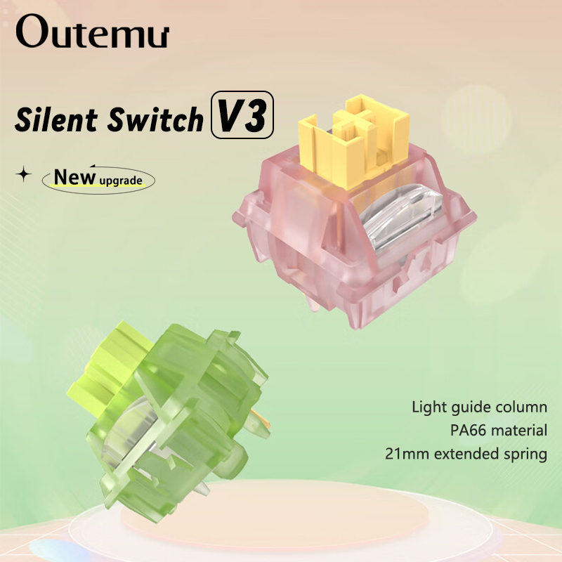 Outemu Silent Peach V3-schakelaar Gesmeerd Stille Citroen V3-schakelaars Mechanisch toetsenbord Lineair Tactile 5Pin swap PA66 Pre Lubed POM