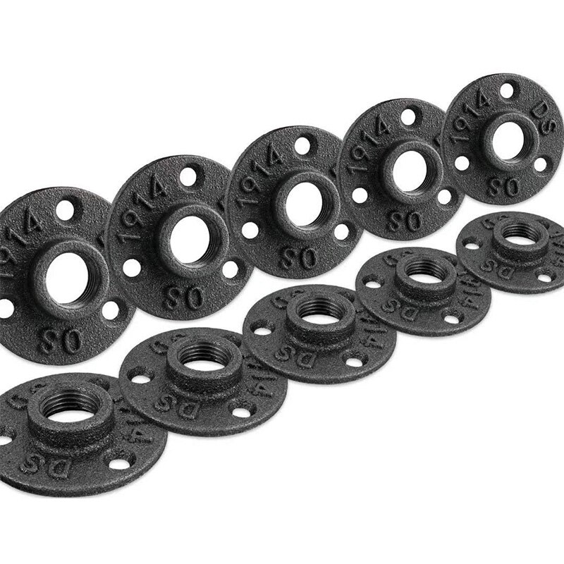 1 inch Floor Flange, Malleable Pipe Fittings Flanges with Threaded Hole for DIY Project Furniture Shelving Decoration