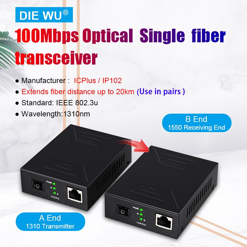 TXE045 ein Paar von SC Fiber Medien Konverter für 10/100 Netzwerk 20KM Reichweite 1310nm Ethernet Medien Konverter Volle Duplex