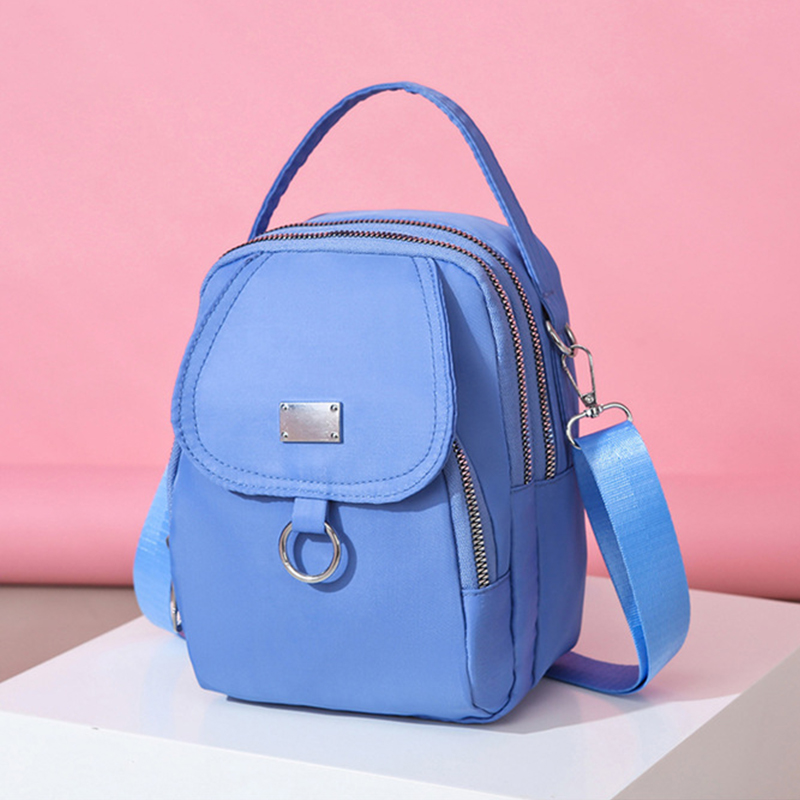 1pc dam casual messenger bag axelväska enfärgad multifunktionell handväska flerskiktad lätt oxfordväska crossbody