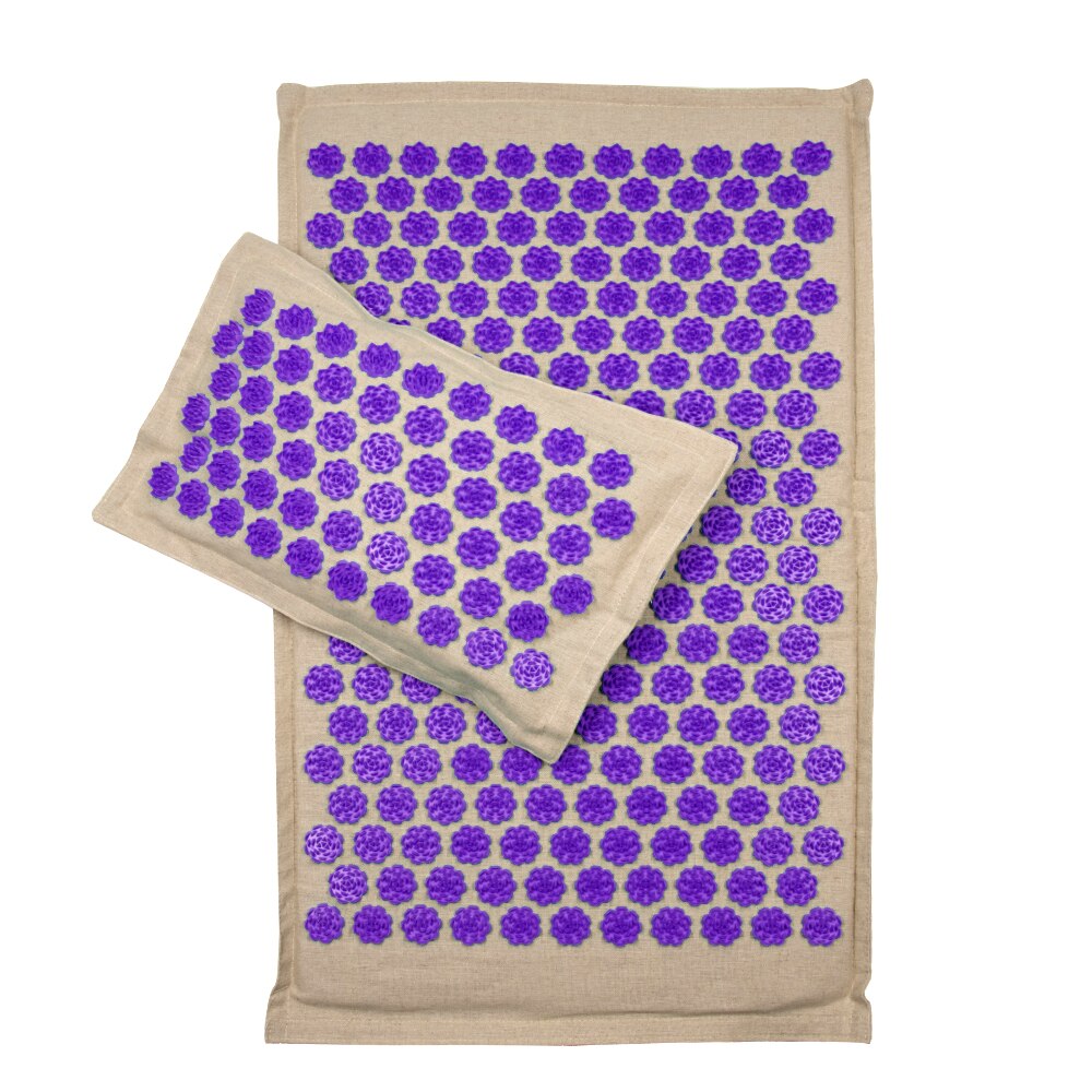 Lotus Acupressuur Mat Coconut Fiber Back Body Massage Mat Met Kussen Ontspanning Stress Relief Massager Kussen Yoga Mat Shiatsu: Purple Pillow Mat