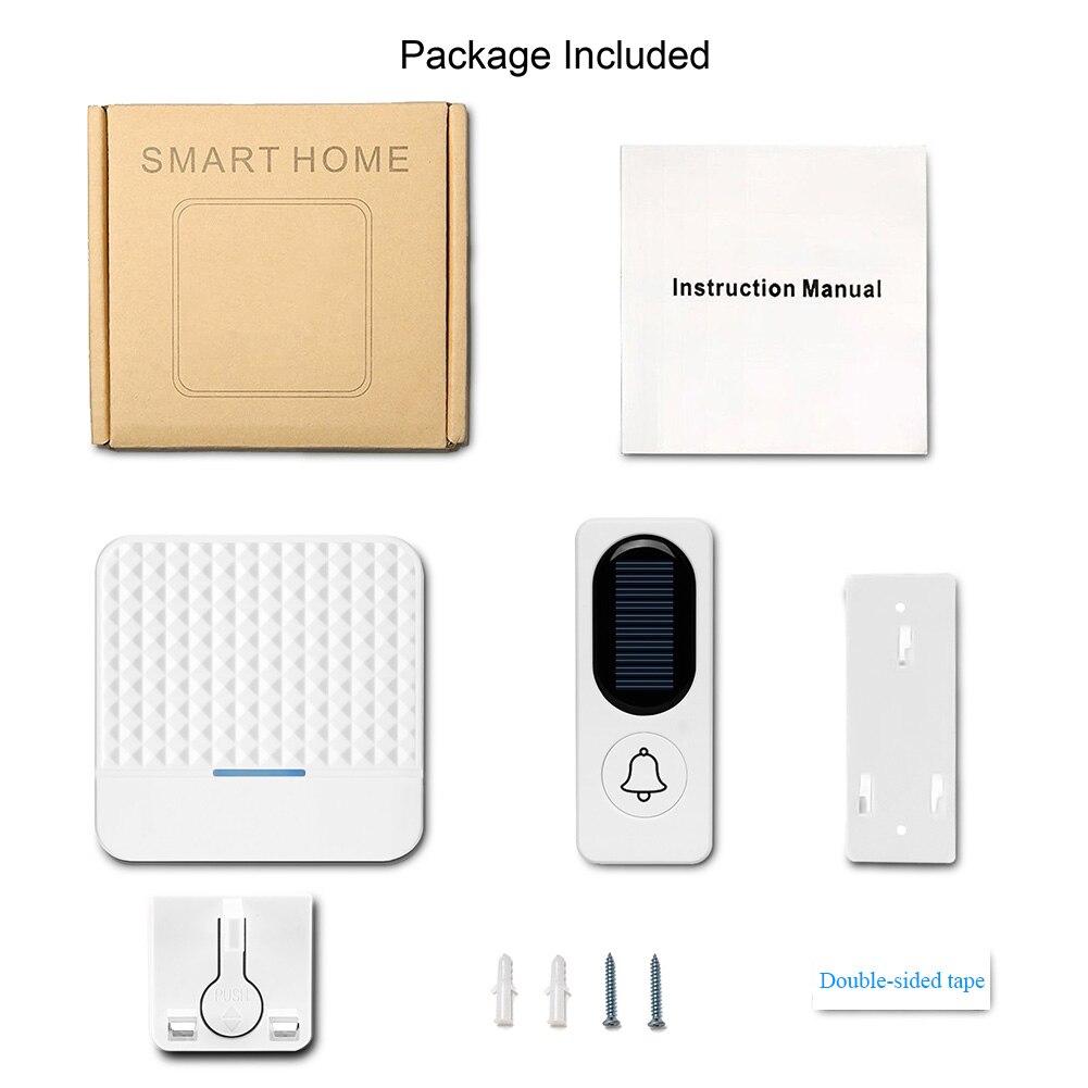 Timbre inalámbrico portátil para el hogar, luz LED resistente al agua, 52 tonos de llamada, volumen ajustable, ahorro de energía, para Hotel