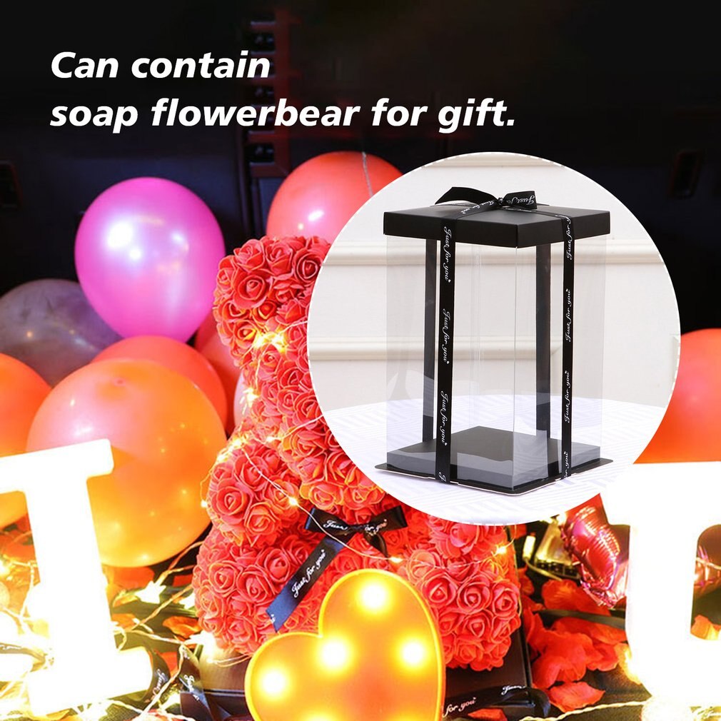 Transparant Lege Geschenkdoos Voor Kunstmatige Teddybeer Rose Bloem Box Vrouwen Pluche Beer Konijn