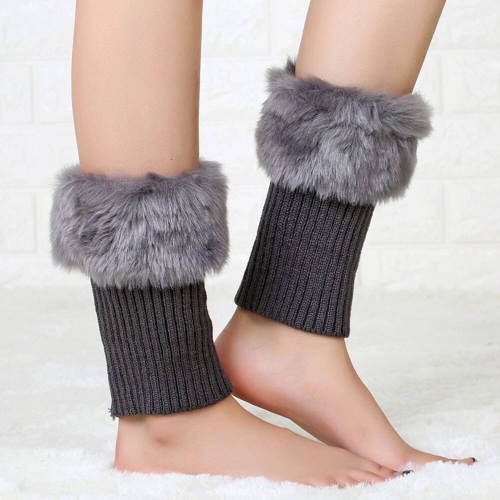 Frauen Feste Stiefel Socken Winter draussen Zubehör Gestrickte Deckel Erwachsene Weichem Bein Wärmer Knöchel fußlos Hülse