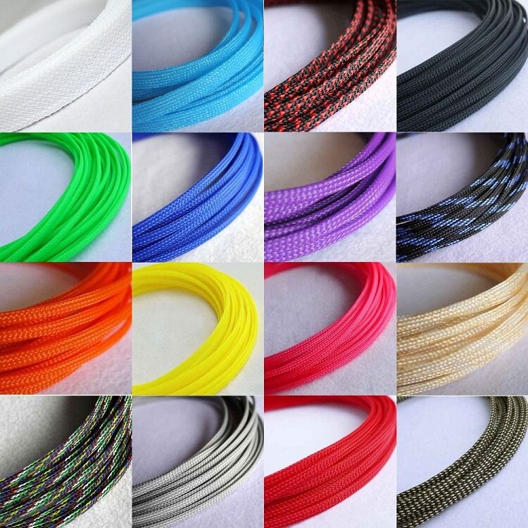 Paars Pet Gevlochten Draad Mouw 3 4 6 8 10 25Mm Strakke Hoge Dichtheid Geïsoleerde Kabel Bescherming Uitbreidbaar Enkele kleur