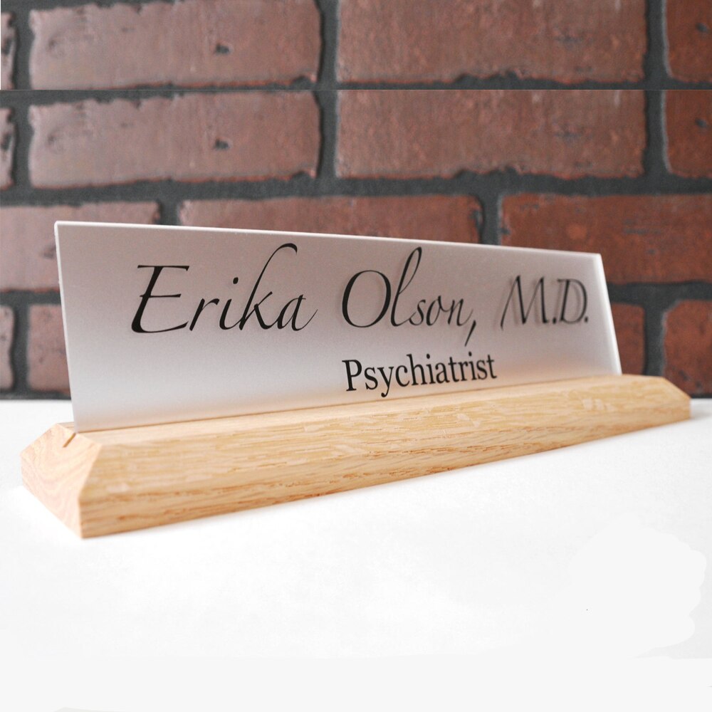 Letrero rústico de escritorio moderno para oficina, etiqueta de nombre única, placa de nombre para escritorio de oficina, placa de nombre para Profesor, placa de nombre para oficina