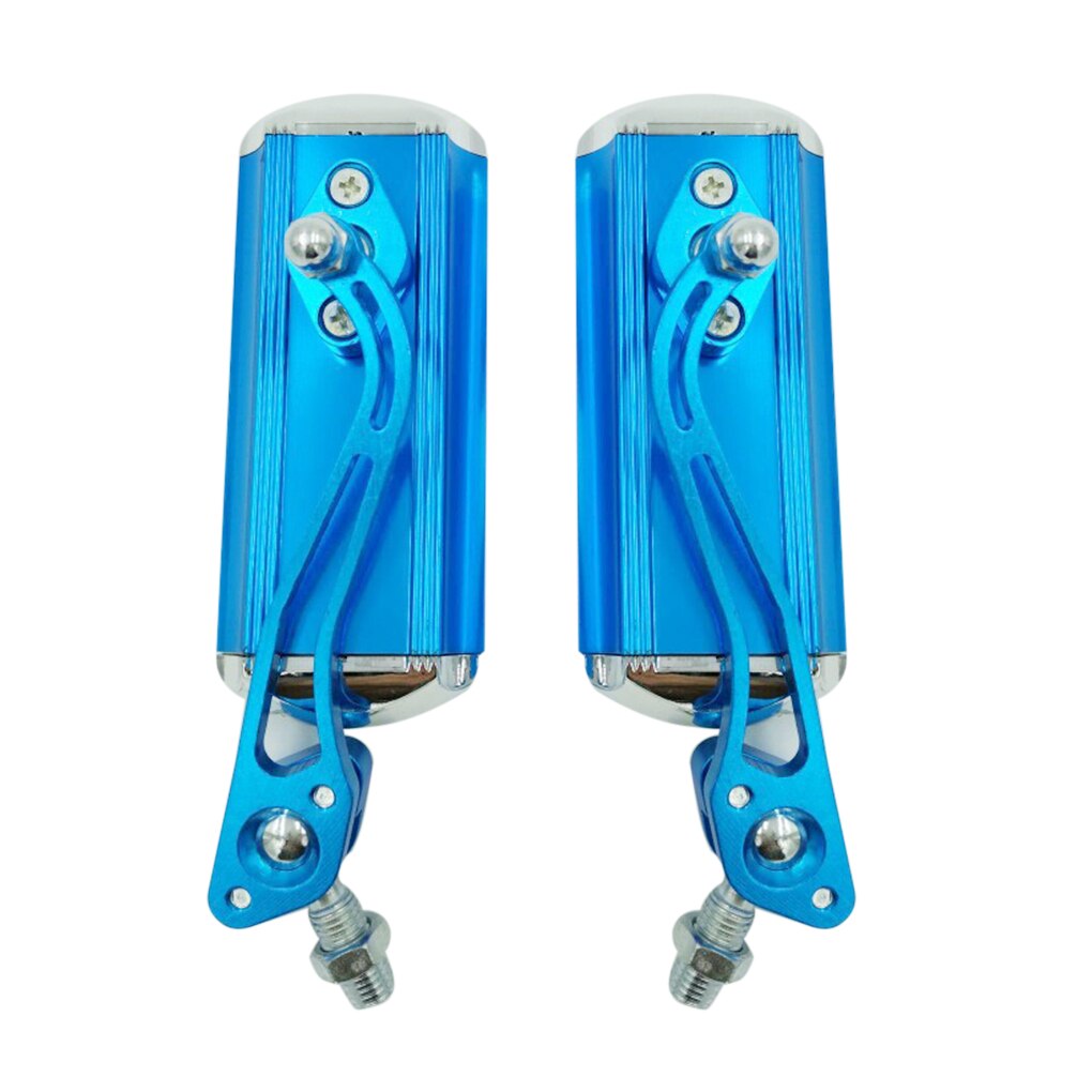 Espejo retrovisor de aleación de aluminio para bicicleta con rotación de 360 grados espejo trasero para bicicleta manillar Flexible accesorio de seguridad espejo: Blue-1 Pair