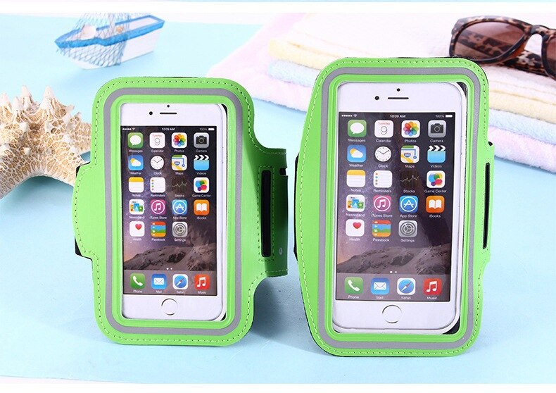 Funda Universal para deportes al aire libre, soporte para teléfono, funda para Samsung Gym Running, funda para teléfono, funda para brazalete para iPhone xs max para Samsung: Green L