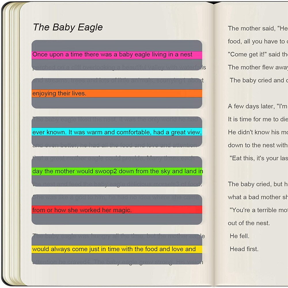 6/8pcs Guided Reading Strips Highlight Strips Colored Overlay Highlight Bookmarks Help with Dyslexia for School Crystal Children