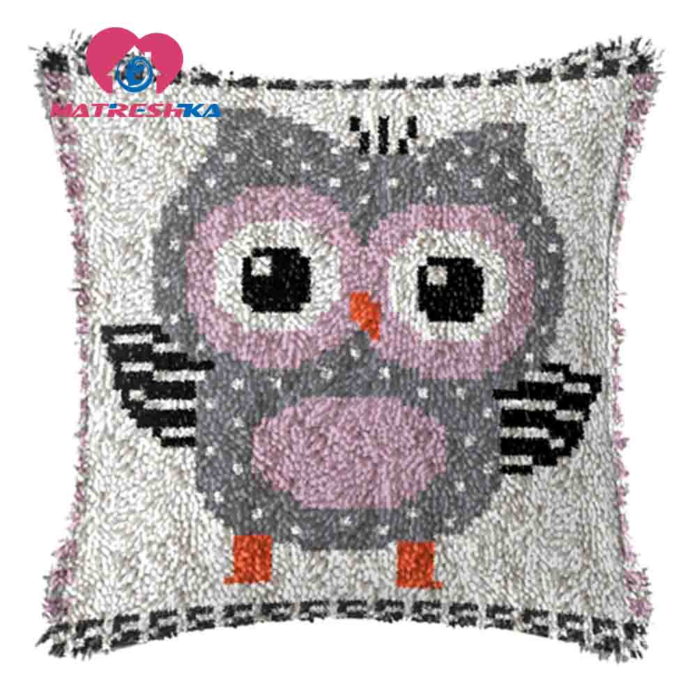 Kit de tapis à crochet et loquet | Oreiller au point de croix, bouton de couture, paquet de boutons, kit de broderie de tapis, oreiller à broderie: bz585