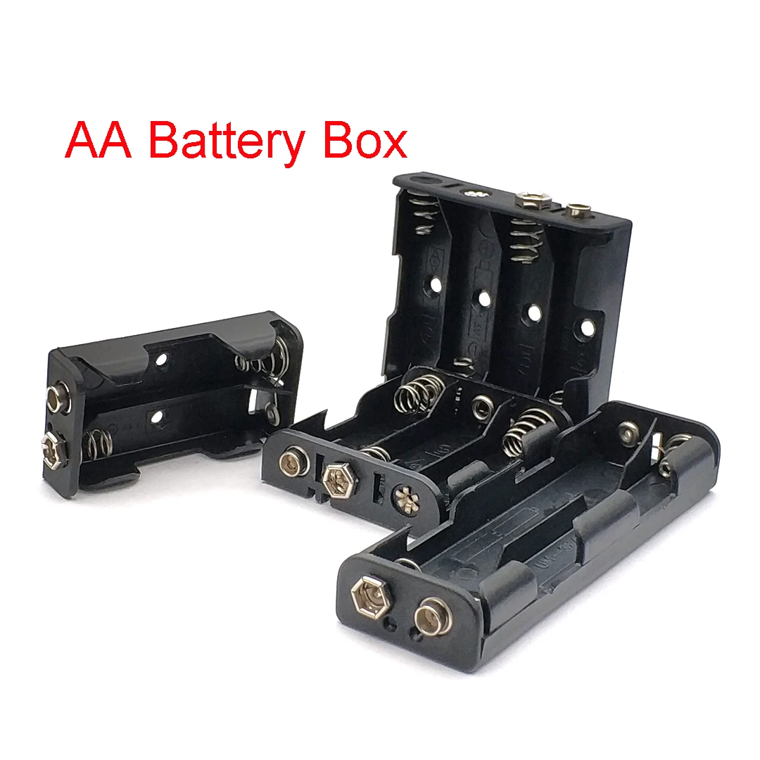 AA Batterij Houder 3V 6V 9V 12V voor 2X 4X 6X 8X AA Batterijen Zwart Plastic Opbergdoos Case Dubbele Lagen met 9V Connector