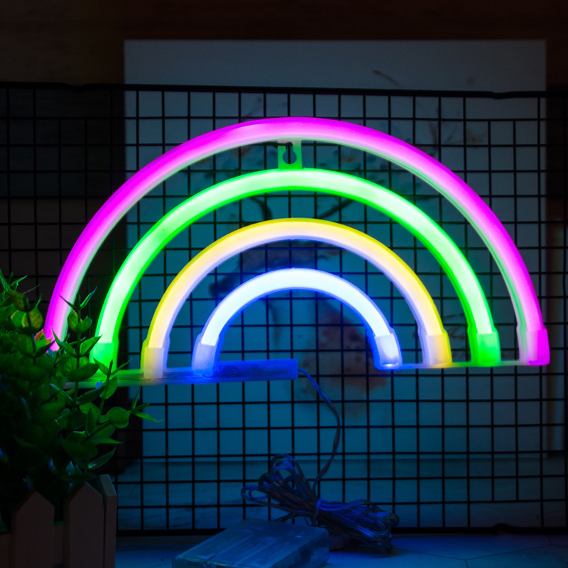 Cute Rainbow Neon Light Signs Led Rainbow Decor Light For Girls Bedroom Neon Lamp Wall Decor Christmas Party Neon Bulb Tube