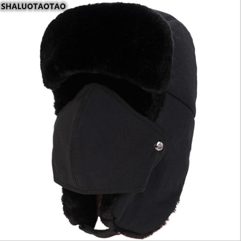 Shaluotaotao unisex paksumpi sametti lämpöpommittajahatut talviset kuulosuojaimet kasvosuojaimet lämmin hiihtolakki miehille naisille