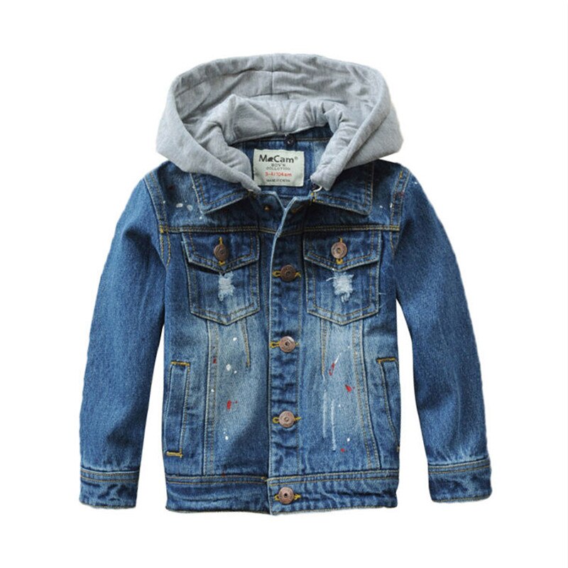Children&#39;s Denim Jacket With Hood Brand Kids Jean Coat For Teen Boys 2-14 Years Outerwear