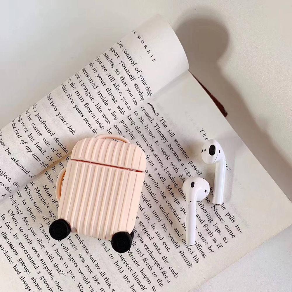 luxury For AirPods Case mini trunk box Earphone Accessories Case funda Cute Simple headphone silicon Cover For Air pods 1/2 case: pink
