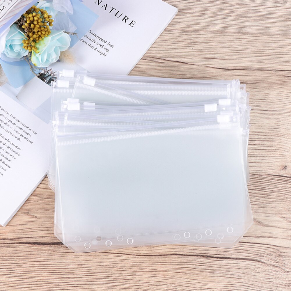 10Pcs A6 File Document Folder Transparent Button Document Storage Organizer for Files Documents (17x11cm)