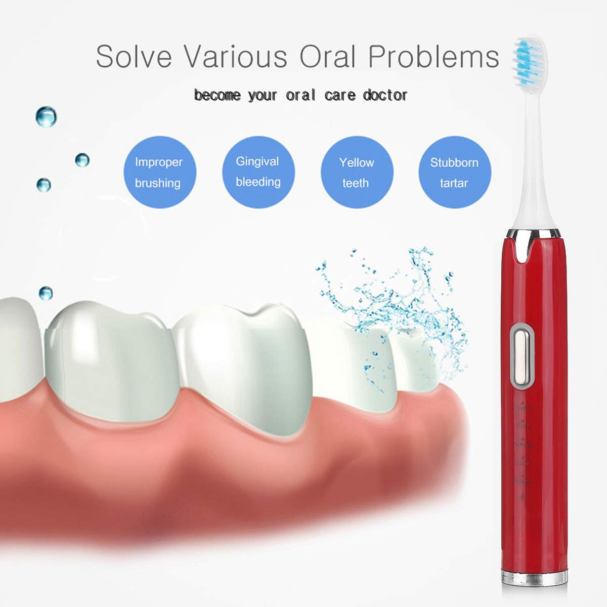 Electric Toothbrush USB Rechargeable Automatic Sonic ToothBrush 5 Models Waterproof Cleaning Bathroom Tool with 4 Brush Heads