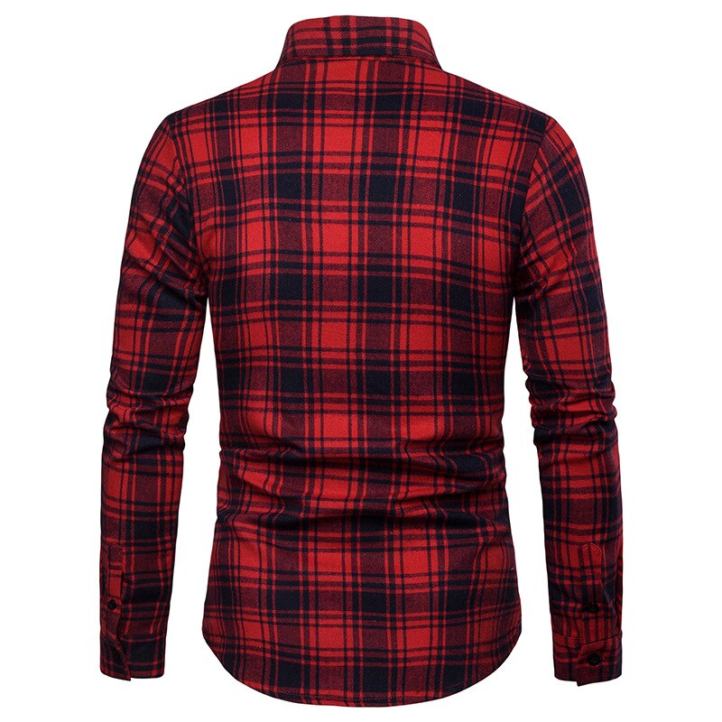 Geruit overhemd herfst lente rood geruit overhemd overhemd met lange mouwen zakelijk programmeur chemise heren heren geruite overhemden