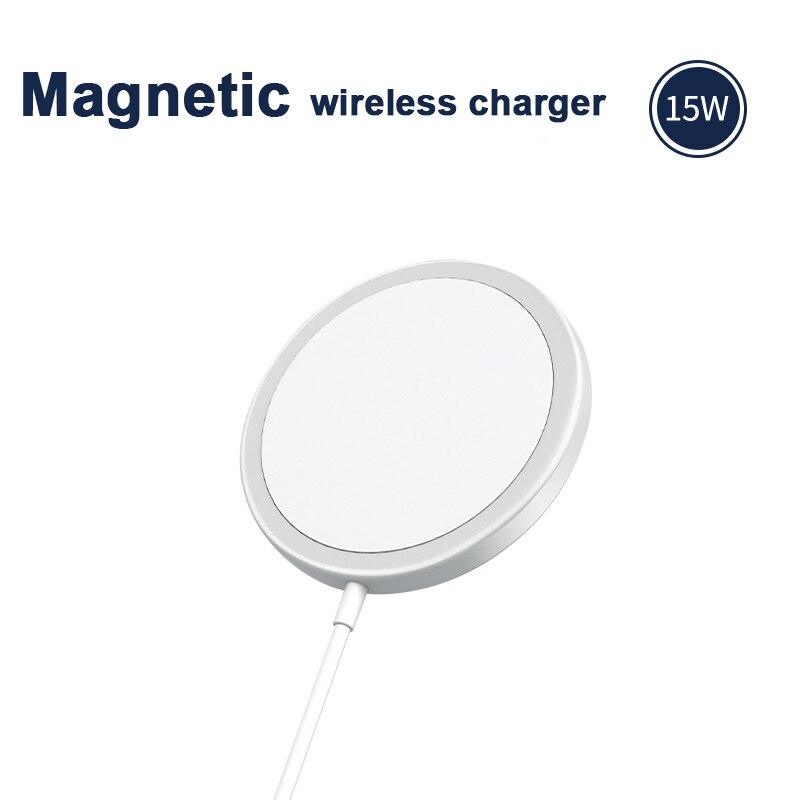Chargeur sans fil magnétique 15W pour iphone 12 chargeur magsafe pour iphone 12 chargeur rapide pro max pour samsung xiaomi: White