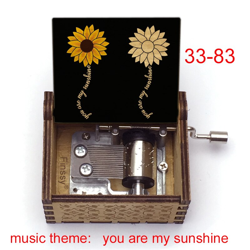 Wooden Music Box music theme You are My Sunshine Birthday Christmas year greeting inspiring: Green
