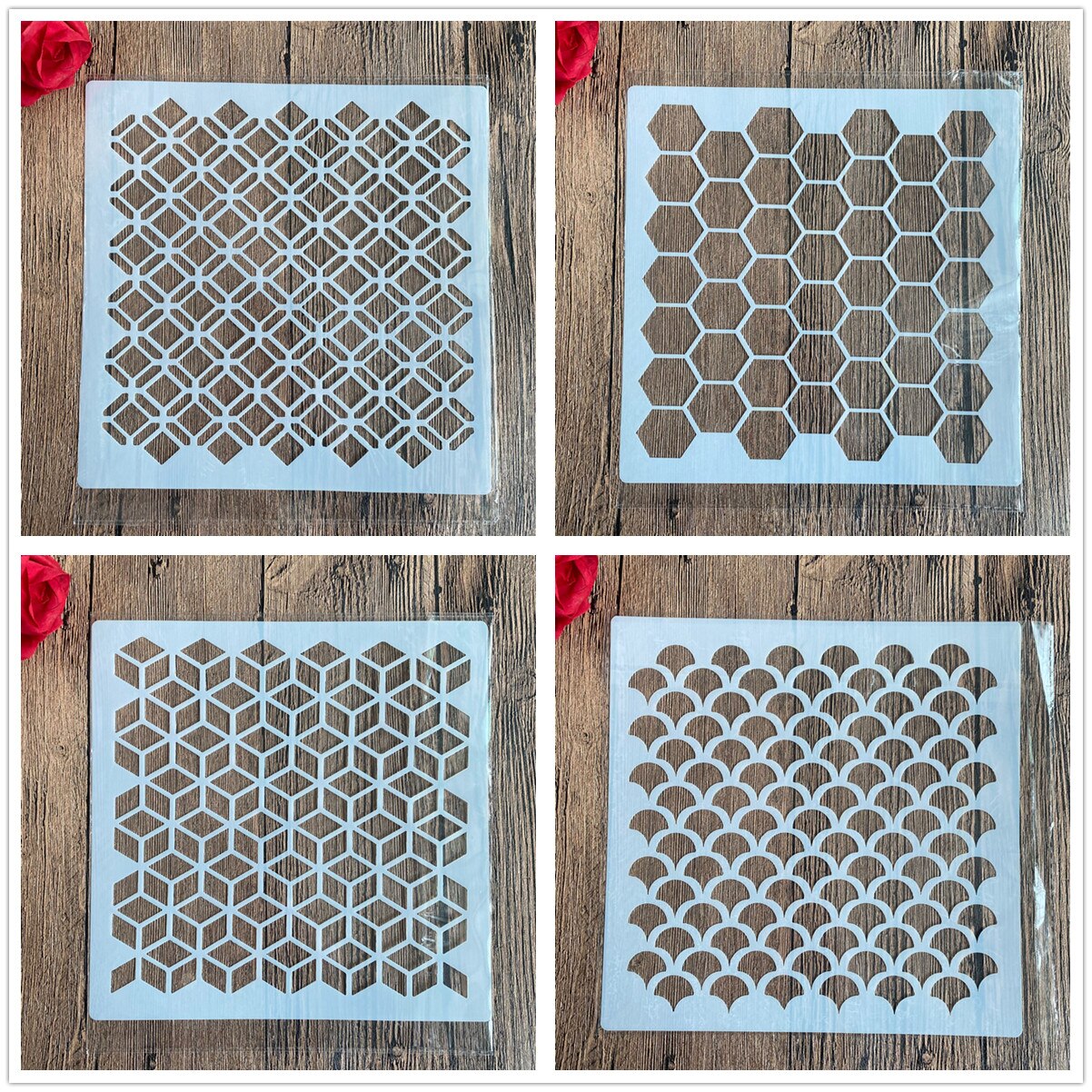 20 *20 cm fyrkantiga hantverksmandalaformar för att måla stenciler stämplade fotoalbum präglade papperskort på trä, tyg, vägg