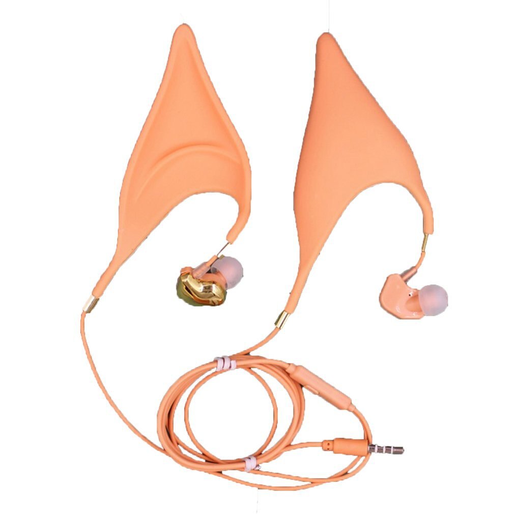 Sød alf-form øretelefon støjreduktion i ørerne universal kablet drive-by-wire øretelefoner ørekop indbygget mikrofon usb