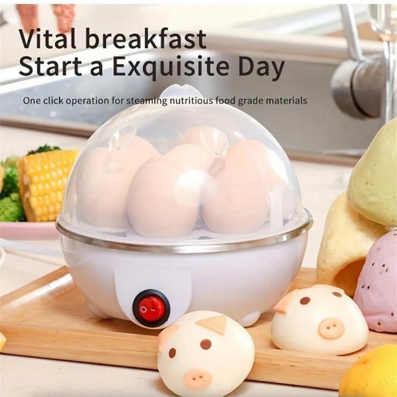 Elektrisk eggkoker, myk, medium eller hardkokende, kapasitet til 14 egg, eggemaskin med to lag, eggdamper med automatisk avstengning